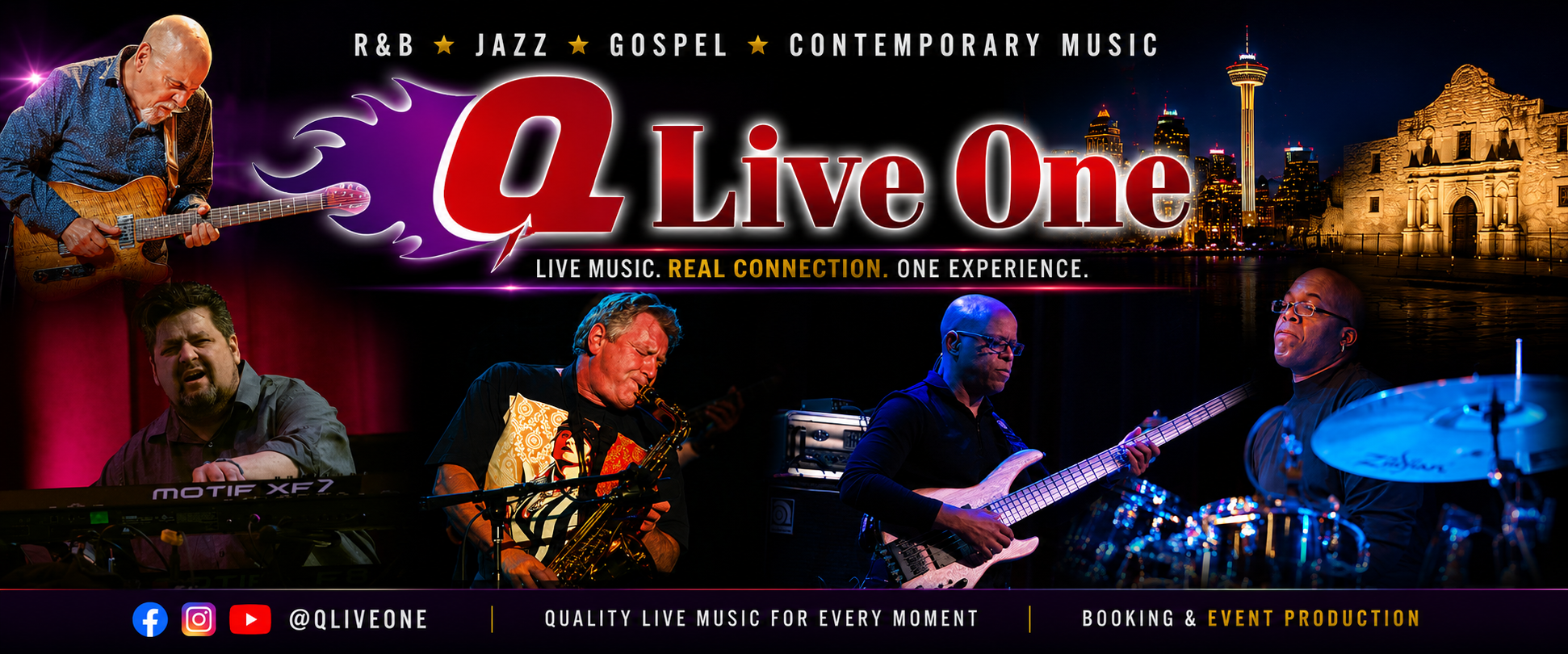 Q Live One — R&B · Jazz · Gospel · Contemporary Music. Live music, real connection, one experience.