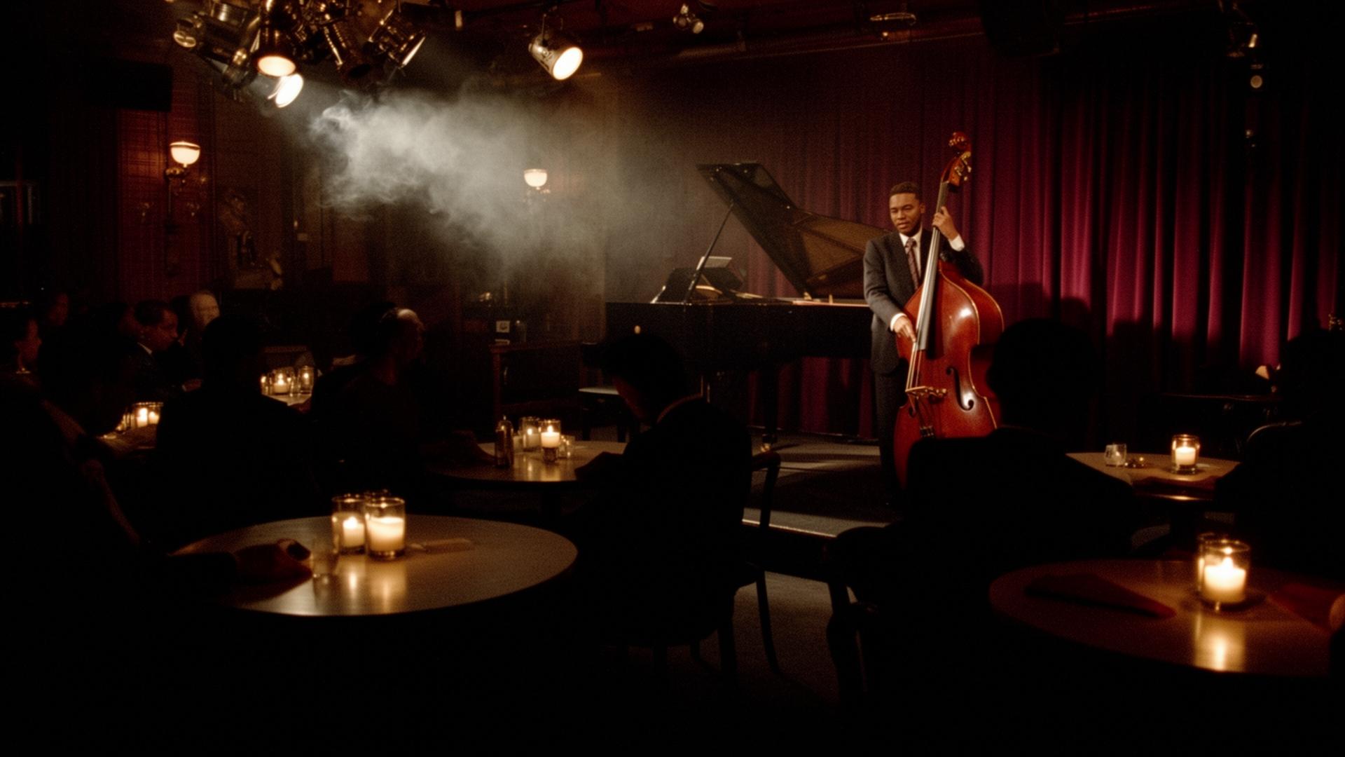 Intimate candle-lit jazz club